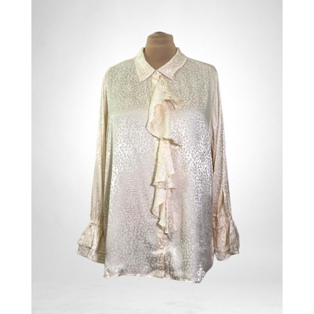 Dennis Basso Textured Jacquard Blouse with Ruffles, NEW! Size 3X